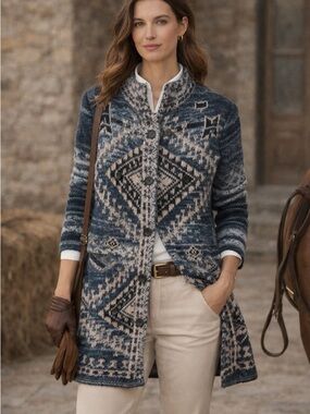 J.Jill Fair Isle Cardigan Sweater | Cozy Chic | Nordic Pattern | XS Petite